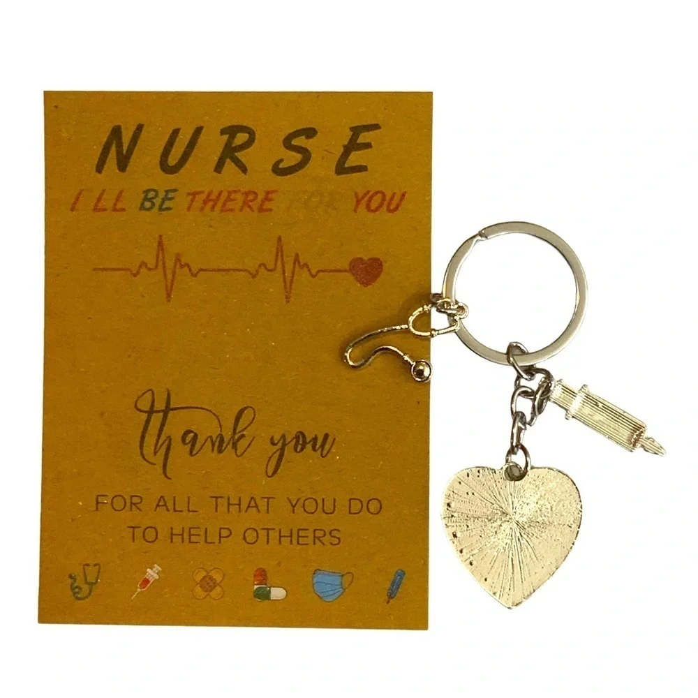 Nurse Keychain Gift Set 3 Pendants with Appreciation Thank You Card RN